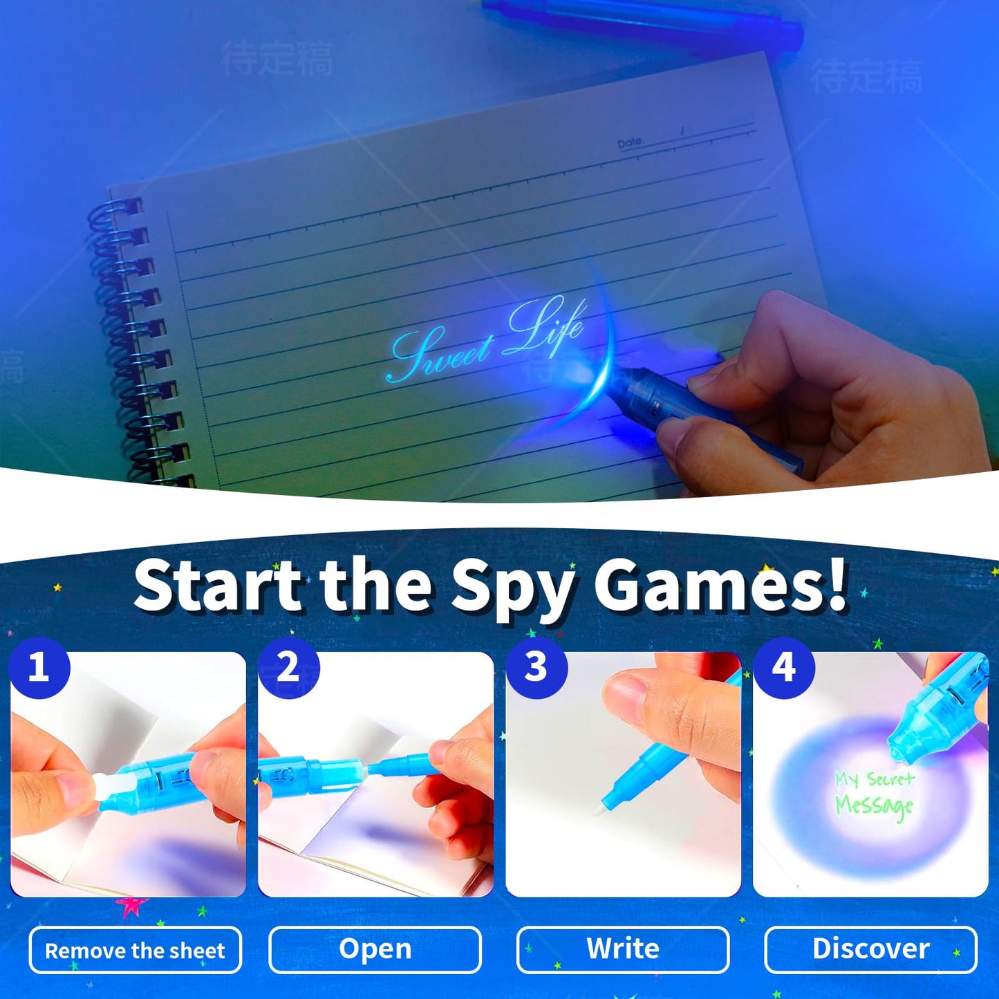 YUBAGOWU 30pieces Invisible Ink Pen with UV Black Light Secret Spy Pens Magic Disappearing Ink Markers Classroom Prizes ,Goodie Bag Stuffers Party Favors for kids (30 pieces)