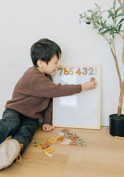 Brooklyn Neutral Boho Aesthetic Silicone Magnetic Numbers 20 Piece Play Set- Non-Toxic Toddler Magnets for Kids, Modern Neutral Educational Math Toys, Number Magnets for Classroom & Playroom