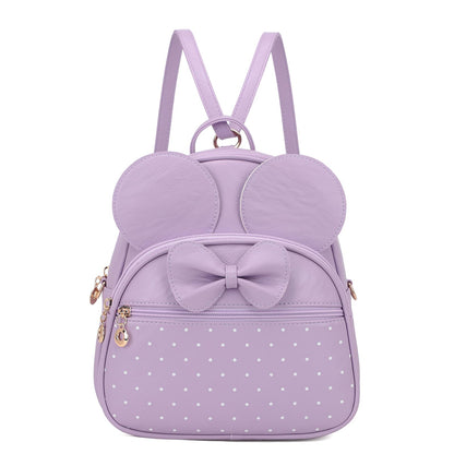 KL928 Girls Mini Backpack Bowknot Polka Dot Cute Daypacks Convertible Shoulder Bag Purse for Women (L.Purple)
