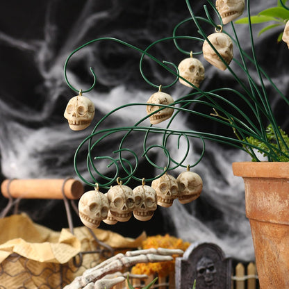Wjwumha 12Pcs Skeleton Plant Decor Stakes Halloween Decorations for Lawn Garden Skull Flower Pot Adornment
