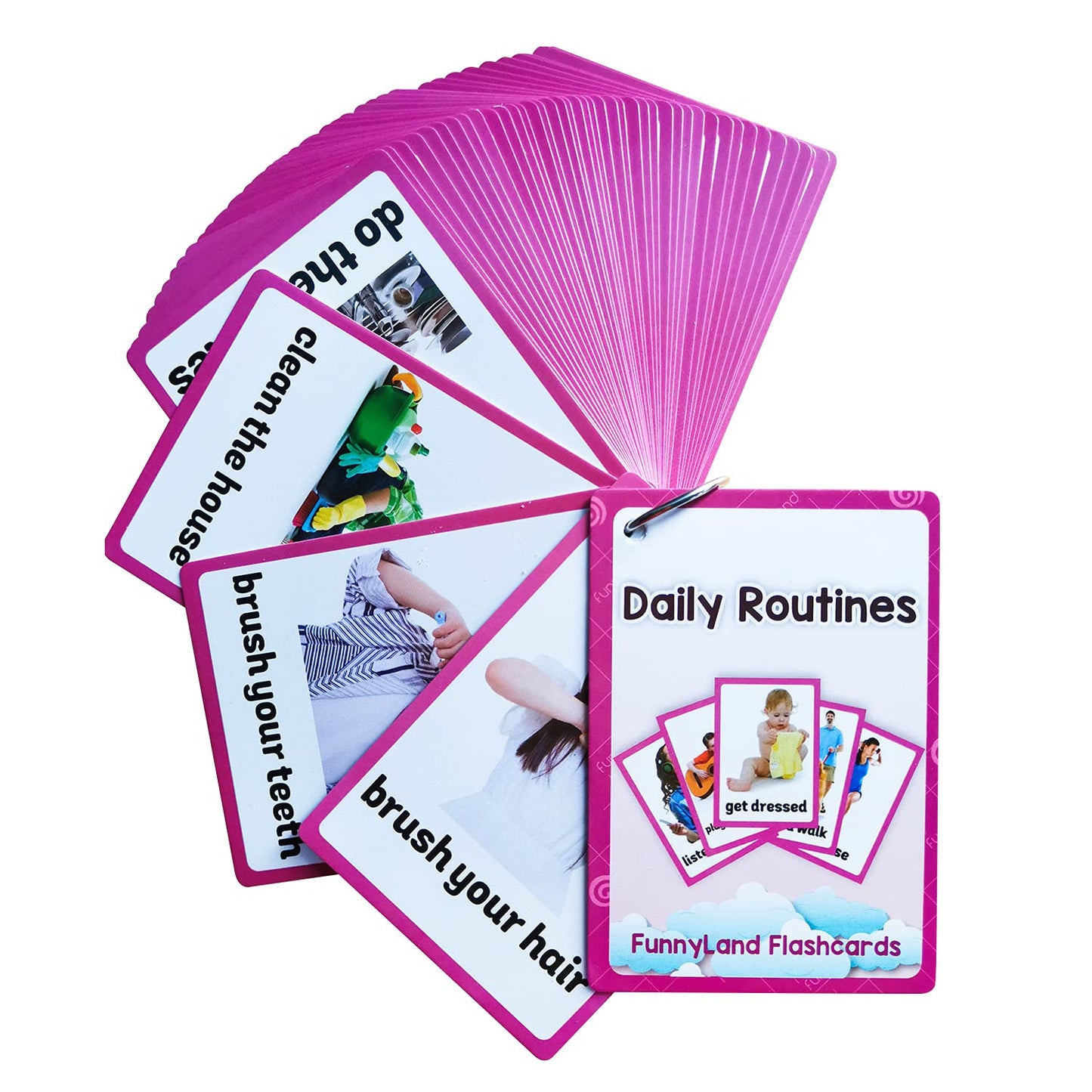 Lilias Feelings Emotions / Daily Routines Gestures Flash Cards, English Words Learning Pocket Card for Toddlers, Toddler Toys, Supplies Kindergarten Preschool, 3 Themes Set WC013,016,022