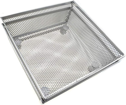 HAHIYO Stackable Mesh Tray Cup 6 x 6 x 2 inches Sturdy Container for Desk Drawer Organizer Collection for Home Office School kitchen Soft Foam Feet No Sharp Edges 2 Pack Silver