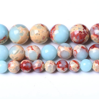 45PCS 8MM Natural Longevity Mountain Beads Round Loose Stone Beads for Jewelry Making DIY Energy Stone Healing Power Bracelet 15"