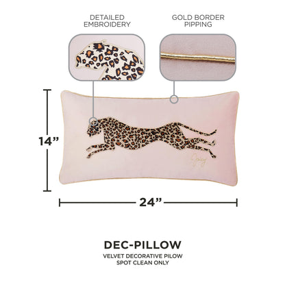 Juicy Couture – Decorative Accent Pillow Velvet Safari Leopard Premium Reversible Throw Pillow Living Room and Bedroom Décor Measures 14" x 24" Cheetah on White