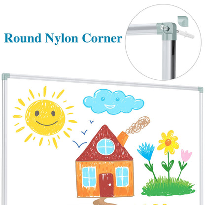 Lockways White Board Dry Erase Board 36 x 24 Inch, Magnetic Whiteboard 3 x 2, Silver Aluminium Frame for School Office and Home