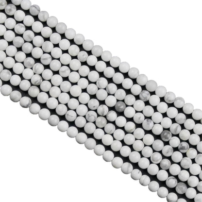 MJDCB 320pcs Natural Small Stone Beads 2mm White Howlite Round Smooth Loose Gemstone Bead for Jewelry Making Bracelets Earrings Necklaces Accessories