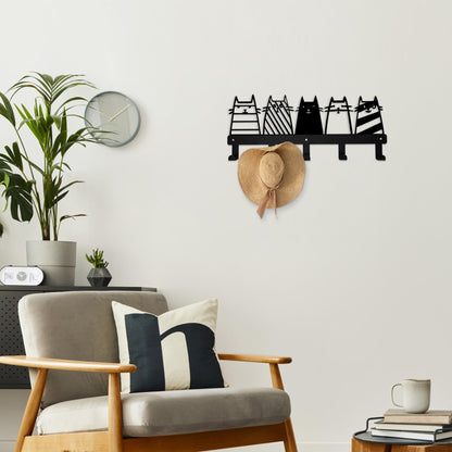 Aimery Metal Cat Coat Hooks Wall Mount, Multipurpose Key Holder & Hanger for Living Room, Hallway, Office