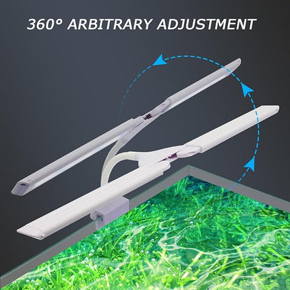 LED Aquarium Light Full Spectrum Clip Fish Tank Light Plants Light 360° Adjustable 2 Light Bar Super-Bright 6W Suitable for 5-25 Gal Fish Tank