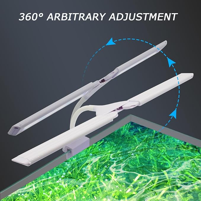 LED Aquarium Light Full Spectrum Clip Fish Tank Light Plants Light Double Swing Arm Light 4W Suitable for 2-10 Gal Fish Tank