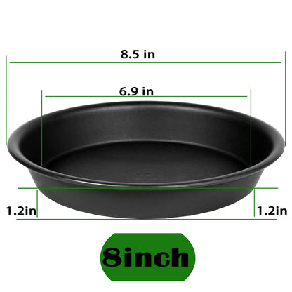 Bleuhome 6 Pack of 8 inch Plant Saucer, Heavy Duty Plastic Plant Water Tray, Pebble Tray, Flower Saucers for Indoors, Pot Saucers, Bird Bath Bowls, Plant Dishes for Planter 7"/8" (8", Black)