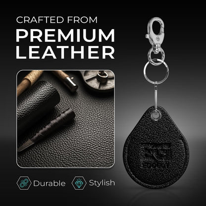 EDO GOT Genuine Leather Proxi RFID Key Fob and GPS Tag Holder Black 2 pack, Black