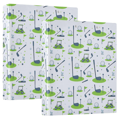 Golf White Round Ring Binders 1.5 Inch Sports Ball 3 Ring Clipboard Binder for Office School Work Supplies File Folder 200 Sheet Capacity