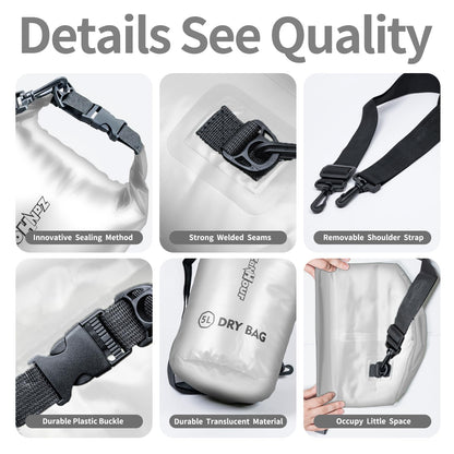 Zanhour Waterproof Dry Bag - Roll Top Transparent Storage Bag,2L/5L/10L/20L,Suitable for Traveling, Swimming, Kayaking, Camping, Fishing, Rainy Day Trips