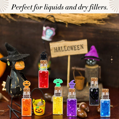 Bokon 36 Pack Mini Plastic Bottles with Corks Funnels Plastic Potion Bottles Tiny Clear Sand Art Jar Wishing Vial Witch Potion Jars for Decorations Birthday Party DIY Crafts Gift