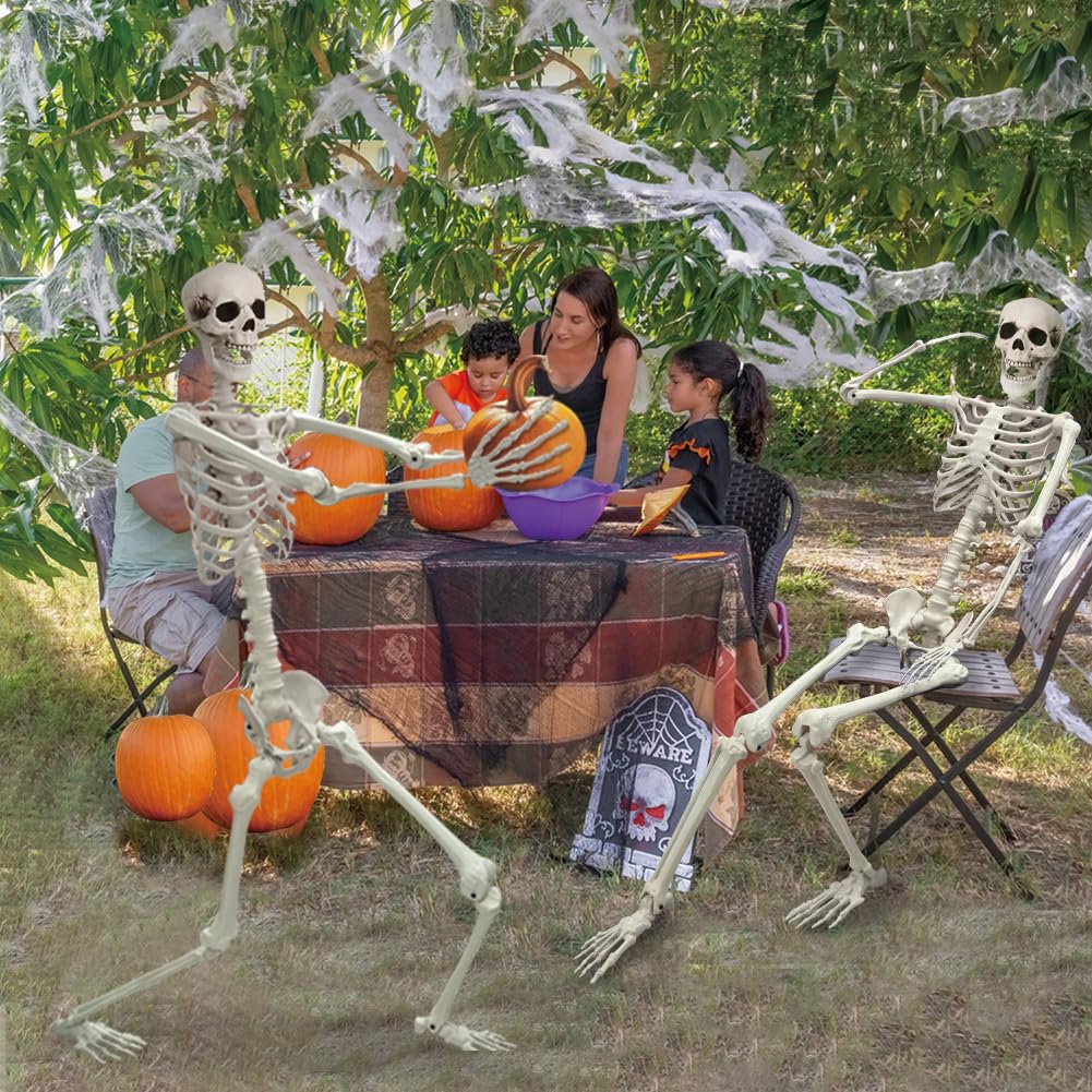 UMEELR 5.9FT Poseable Life Size Skeleton, Plastic Full Size Human Skeleton with Movable Joints for Halloween Garden Party Decoration