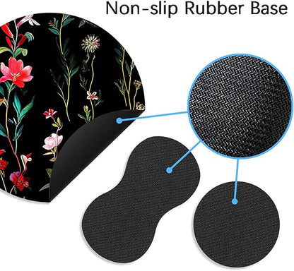Mouse Pad+Mouse Wrist Rest Support Set+Coaster,Memory Foam Ergonomic Easy Typing Pain Relief,Non-Slip Rubber Base Small Mousepad for Computer,Laptop,Home & Office,Garden Flowers