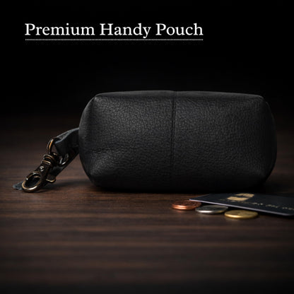 Leather Zipper Coin Pouch with Key Clip, Compact Change Holder Wallet for Men & Women, Small Leather Coin Purse for Cash, Keys, Earbuds, Everyday Carry Accessory (1, Black)