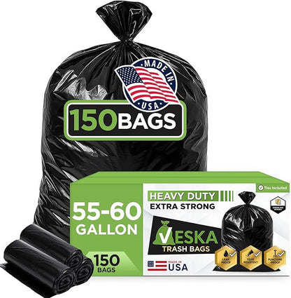 Veska 55 Gallon Trash Bags, 55-60 Gallon Trash Bags Heavy Duty