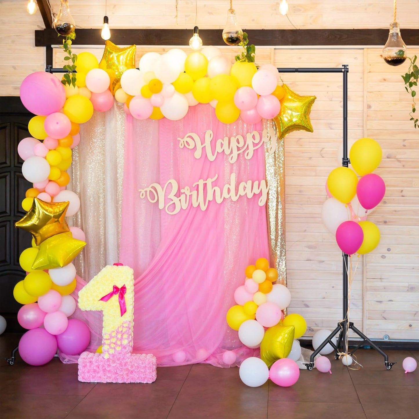 Backdrop Stand with Wheels 10x7.5Ft (WxH), Photo Backdrop Stand Easy to Move,Heavy Duty Back Drop Adjustable Stand for Parties,Banner Stand Photography and Video Studios