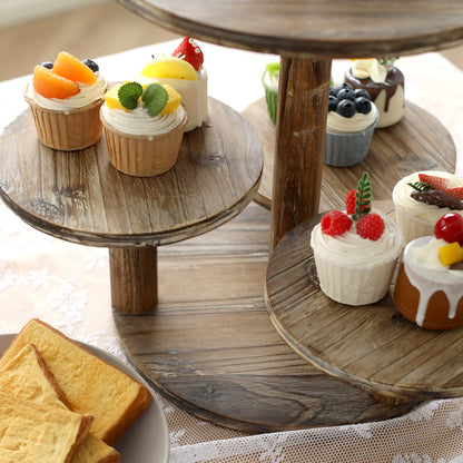SwallowLiving 5 Tier Round Cupcake Tower Stand for 60 Cupcakes Wooden Cake Stands Farmhouse Tiered Tray Decor Cupcake Display for Birthday Graduation Baby Shower Tea Party and Wedding