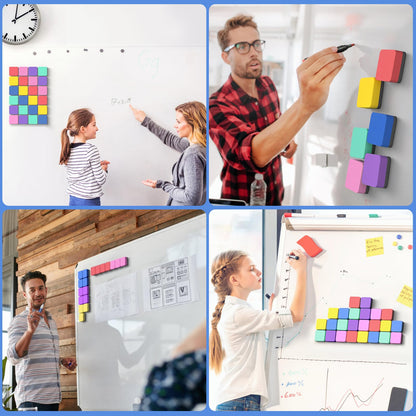 MaxGear (Bundle of 2 Sets) 24 Pack Dry Erase Erasers, Magnetic Whiteboard Dry Erasers, Classroom Supplies, Dry Erase Board Erasers, Mini Dry Erase Eraser for Classroom, Office, Home （6 Color Set)