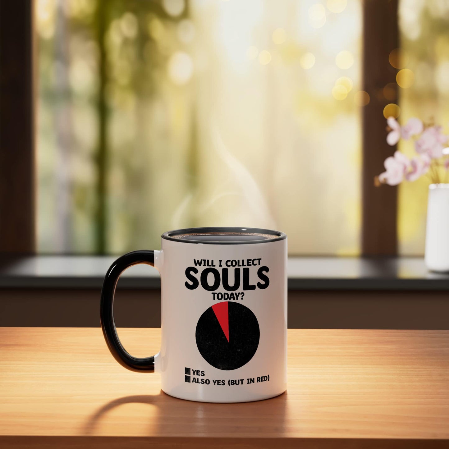 Will I Collect Souls Today Grim Reaper Halloween Ceramic Mug, Black/White