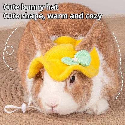 Guinea Pig Clothes,Rabbit Harness,Ferret Bunny Clothes with Pet Rabbit Harness and Leash Mini Hat Bag Cute Brooch for Kitten Small Animal Collars (Blue)