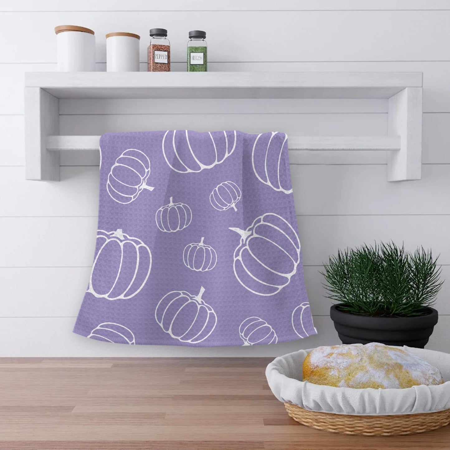 OHSUL Purple Fall Kitchen Towels Decor, Autumn Pumpkin Decor, Fall Hand Dish Towels, Fall Autumn Decor Decorations for Home, Fall Bathroom Decor, Housewarming Gifts, Set of 2
