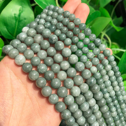 Yochus 60pcs Burmese Jade Beads，6mm Healing Power Natural Stone Round Loose Gemstone Beads for Jewelry Making Earring Necklace DIY Crafts