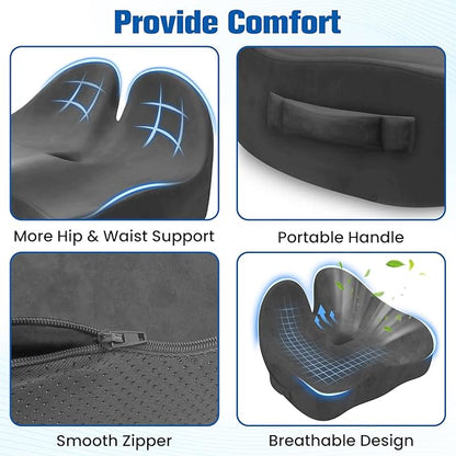 Seat Cushion, Chair Cushions for Office Chairs/Desk Seats/Wheelchair - Hip&Sciatica&Tailbone Pain Relief Memory Foam Office Chair Cushion for Long Sitting Office Workers (Grey, X-Large)