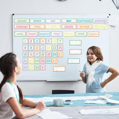 Ireer 54 Pcs Calendar Magnets Numbers Pastel Magnetic Calendar for Classroom Decor, Days of the Week and Months Dates Indicators for Teacher School Home Office Supplies