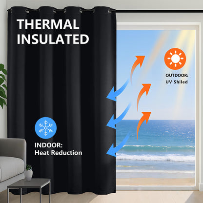 Simplebrand Halloween Black Out Curtains for Bedroom 72 Inches Long 2 Panels Set, Solid Thermal Insulated Privacy Room Darkening Window Curtains for Living Room, Soft Blackout Drapes, W50 x L72 Inch
