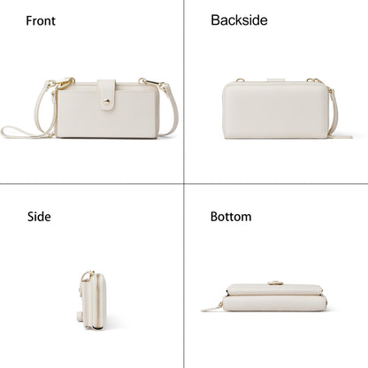 DORIS&JACKY Small Crossbody Cellphone Bags for Women, Mini Leather Wristlet Wallet Clutch Purse With Two Detachable Straps (2-White)