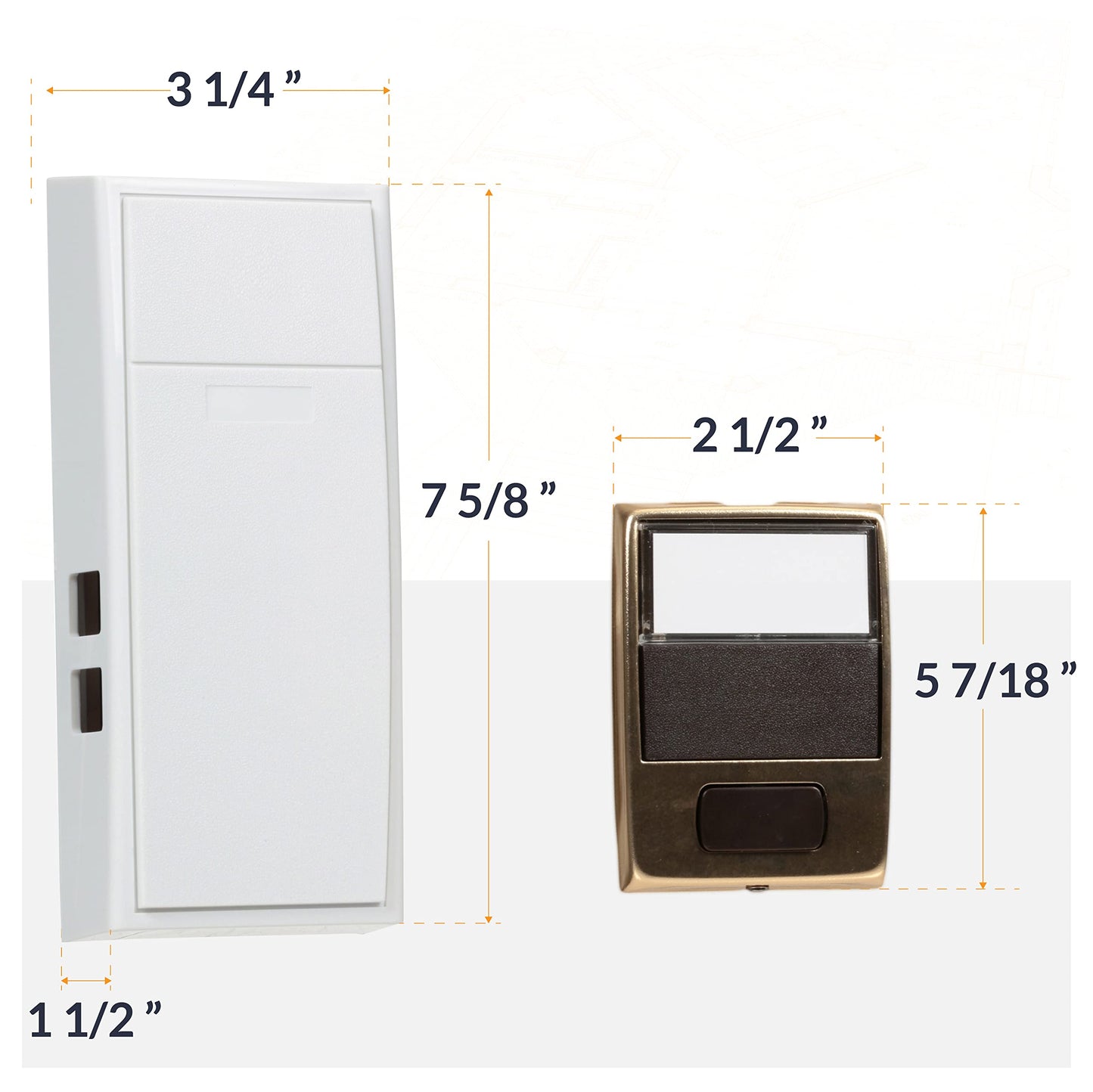 Newhouse Hardware MCHBV Wireless Mechanical Two-Note Chime and Door Button with Built-in Viewer, One Size, White/Brass