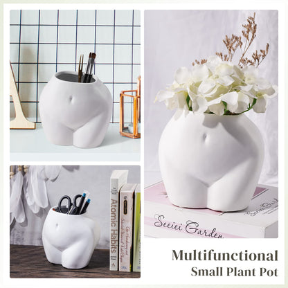 JOFAMY Cute Body Shaped Planter Fun Resin Plant Pots Indoor with Drainage Hole for Houseplants Succulents Small Plant, Funny Gift for Christmas/Birthday