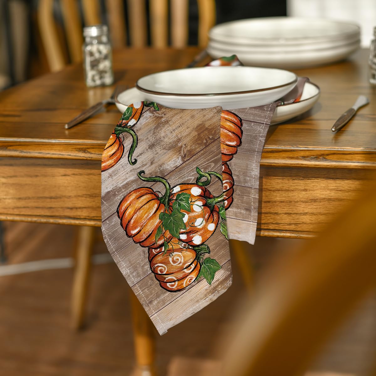 Horaldaily Fall Cloth Napkins 18 x 18 Inch, Thanksgiving Autumn Harvest Brown Pot Pumpkin Party Dinner Decoration Washable Napkins Set of 6