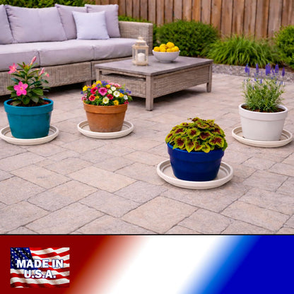 smart spring 10 Inch Plant Pot Tray USA Made – Durable Plastic Flower Pot Saucer – Plant Water Catcher for Indoor Outdoor Garden (6, Rustic Stone)