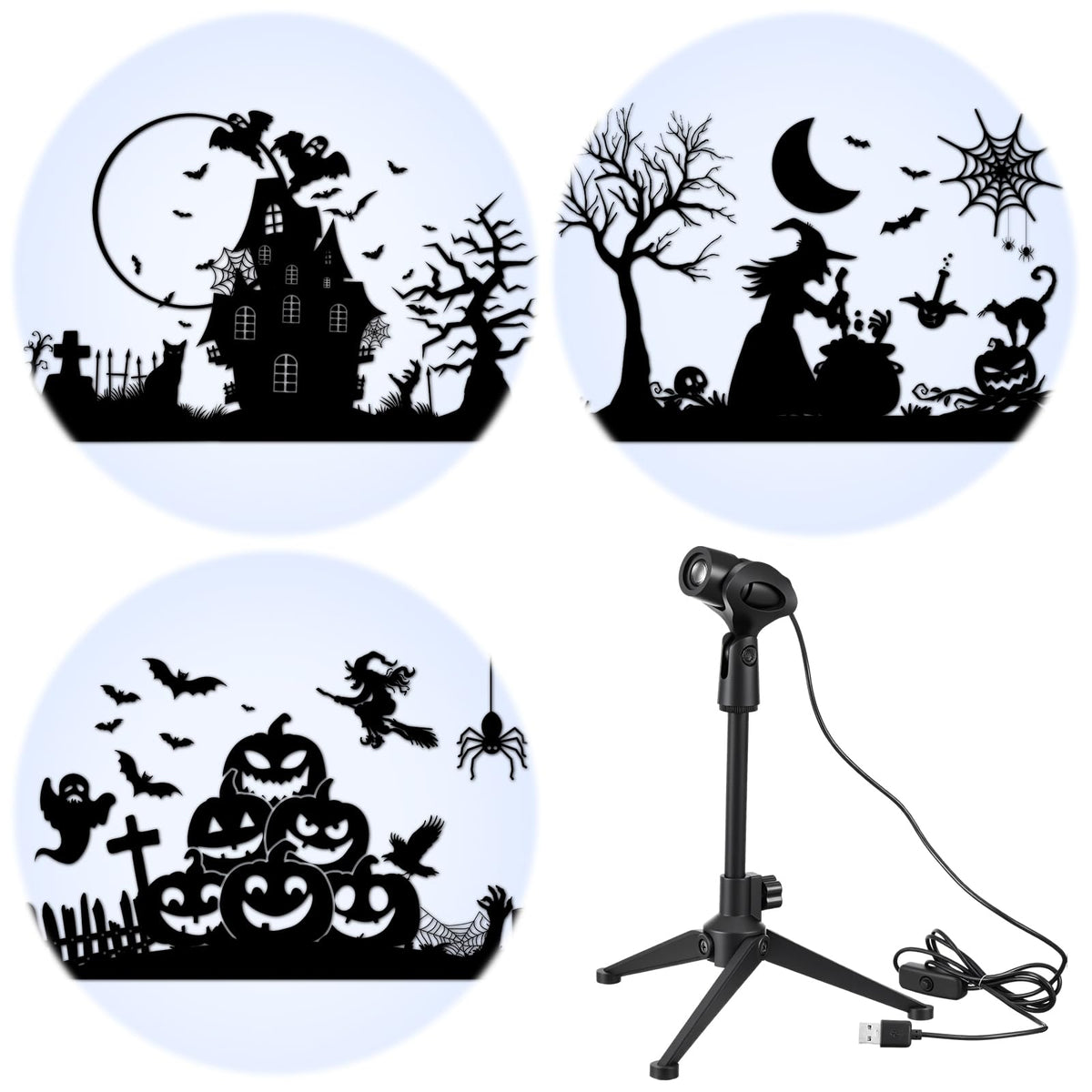 Relaxweex Halloween Outdoor Projector Light Decoration with 3 Film, Halloween Slides Holiday LED Projector Light Outdoor Waterproof Landscape Decorative Rotation Lighting Movement Projection Lamp