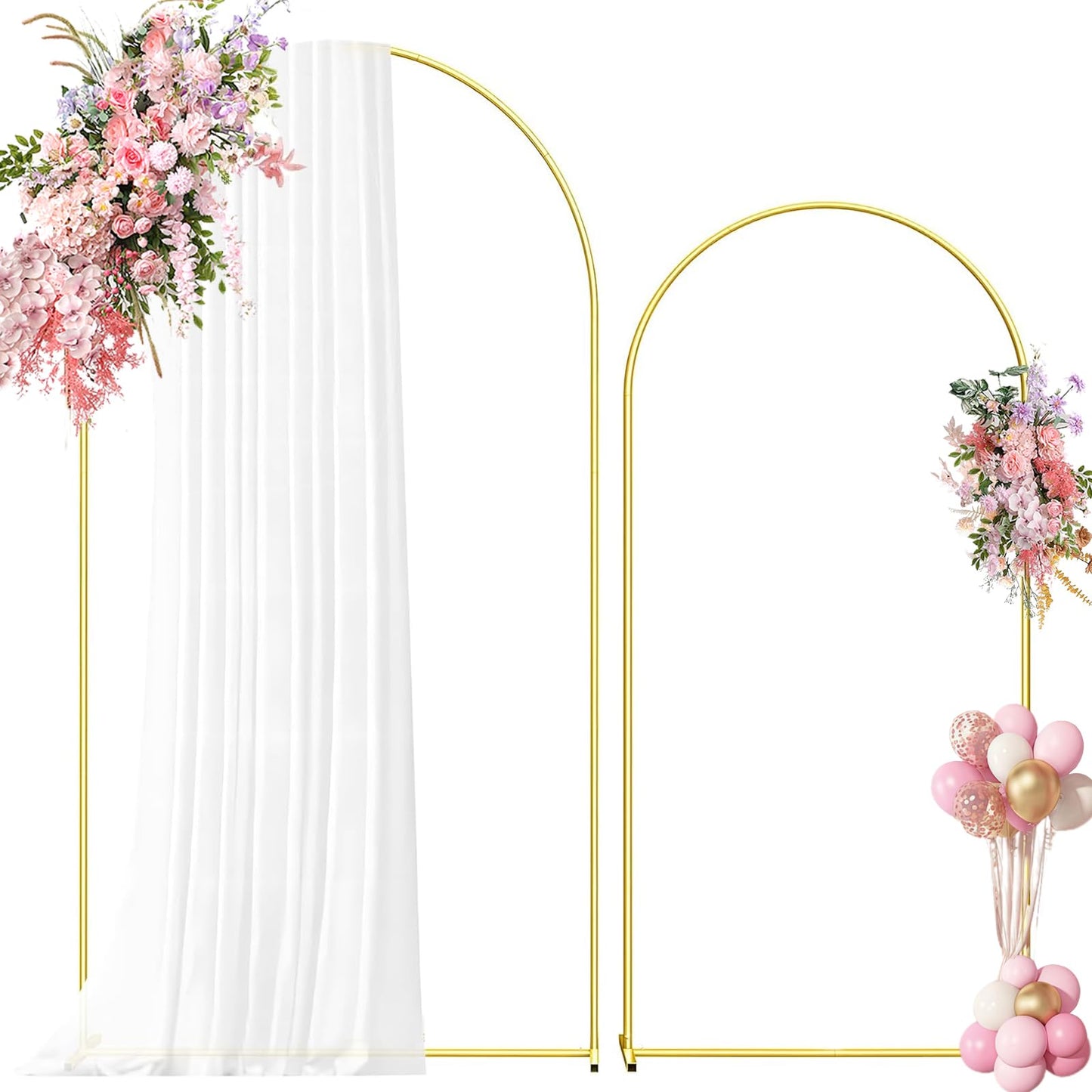 Metal Arch Backdrop Stand 7.2FT+6FT Wedding Arch Backdrop Stand Set of 2 Gold Backdrop Arch Stand Wedding Arch Frame for Wedding Ceremony Birthday Party Decoration Arbors of Metal