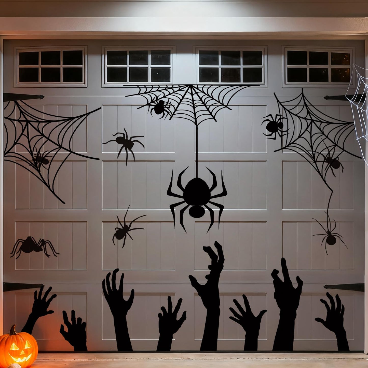 JarThenaAMCS 22 Pcs Halloween Garage Magnets Decoration Black Spider Web Hand Garage Door Decals Magnetic Refrigerator Stickers for Halloween Holiday Party Home Car
