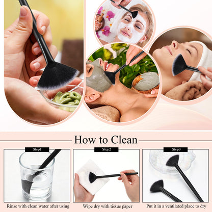 9 Pieces Facial Fan Mask Brushes, Soft Facial Applicator Brushes Tools for Peel Glycolic Makeup for Mud Cream(Champagne)