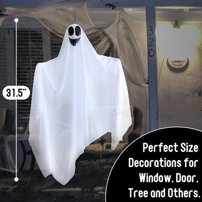 4 Pcs 31.5" Hanging Ghosts Halloween Decorations Outdoor, Hanging Ghosts Halloween Decor for Garden Yard Patio Lawn