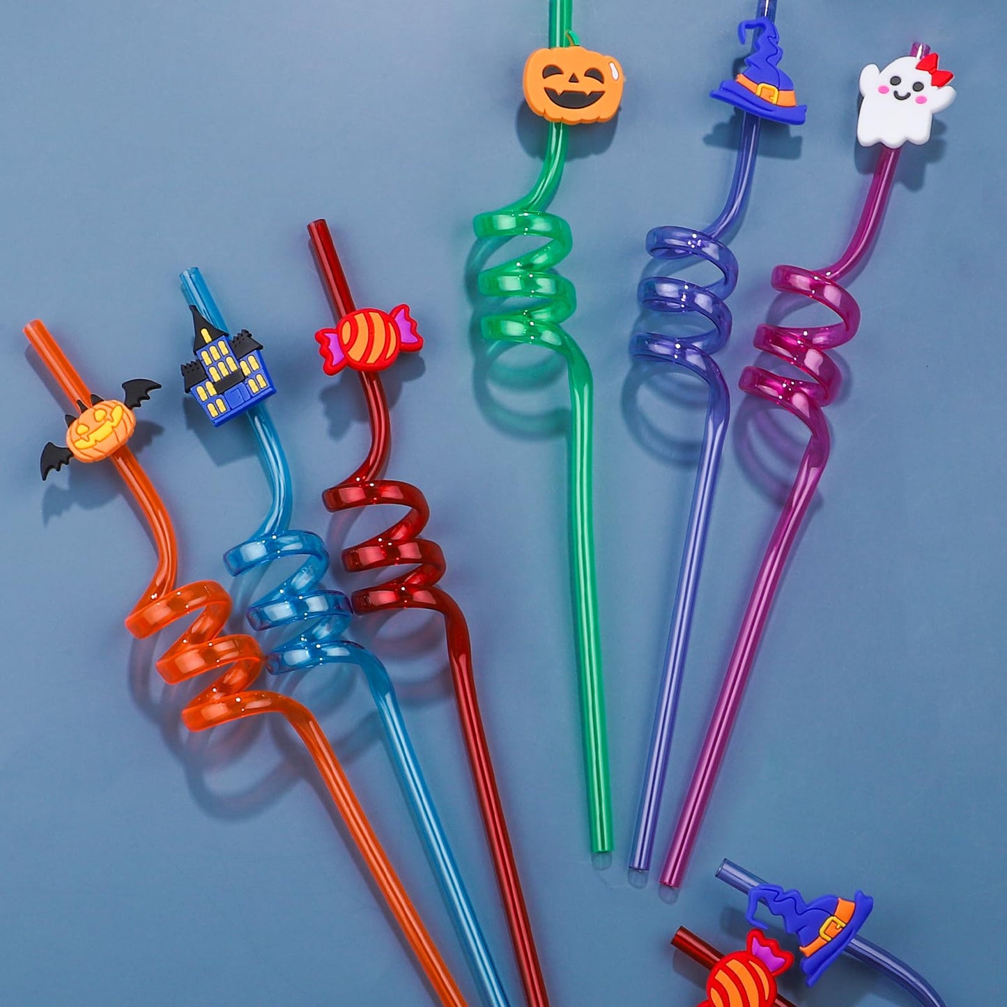 24Pcs Halloween party favors, Party Straw for Halloweens Decorations Pumpkin Ghost Cat Halloweens themed Party Straws
