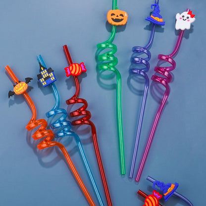 24Pcs Halloween party favors, Party Straw for Halloweens Decorations Pumpkin Ghost Cat Halloweens themed Party Straws