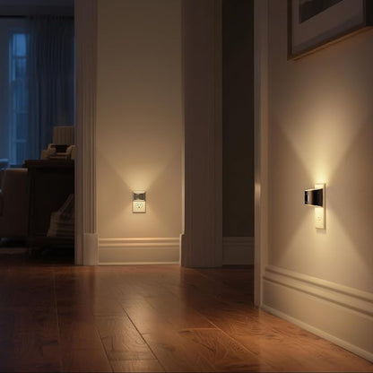 DORESshop LED Night Light[2 Pack], Night Lights Plug into Wall, 3 Mode Plug in Night Light with Motion Sensor, Dusk to Dawn Sensor, Nightlights for Adults, Bedroom, Bathroom, Hallway