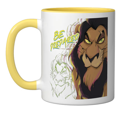 Disneys The Lion King Scar Be Prepared Villains Halloween Ceramic Mug, Yellow/White