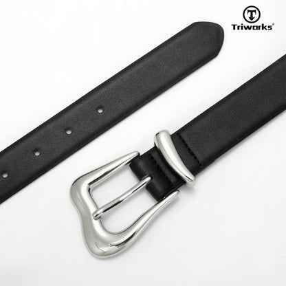 TRIWORKS Women's Belts for Jeans Pants Sliver Buckle Fashion Waist Belts for Ladies Leather Belts