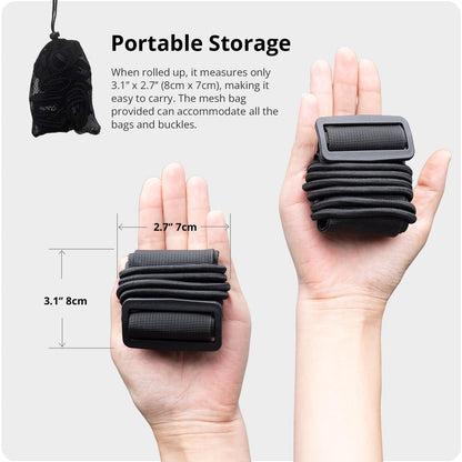 Luggage Straps 3 PCS for Suitcases TSA Approved 2 Short & 1 Long Adjustable Straps with Elastic Thick Rope for Connecting Suitcases and Bags Stably with a Strap Buckle and a Bottle Clip, Black