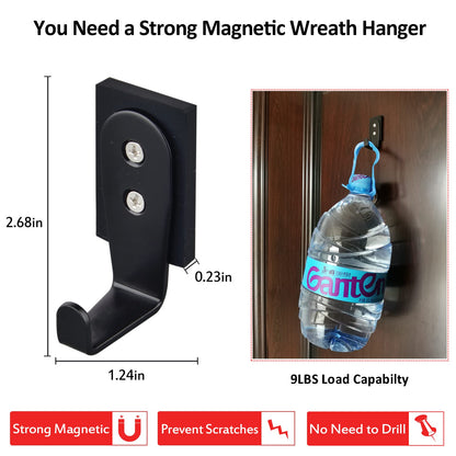 ULIBERMAGNET 2 Pack Strong Magnet Hooks Heavy Duty,Anti-Slip Rubber Coated Magnetic Hooks for Wreath,Coat,Bag,Umbrella,Towel,Christmas Halloween Wreath Decorations