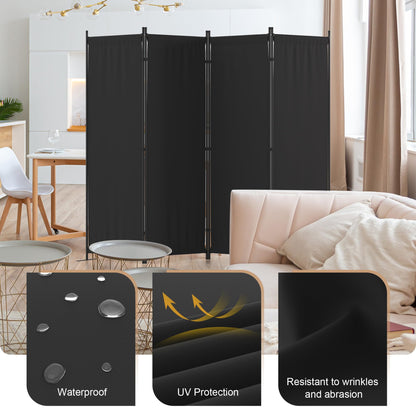 Room Divider, 4 Panel Folding Privacy Screen, 88” Portable Separating with 3 Metal Feet, Partition Room Dividers, Lightweight Freestanding Wall Divider Screen for Office Bedroom Hospital(Black)